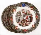 Royal Stafford Santa's Christmas Toy Workshop Dinner Plates Set of 4 - Free Ship