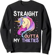 [X.Style] Straight Outta My Thirties 1983 40th Birthday Gag for Women Sweatshirt ds1715 Sweater (S) Black
