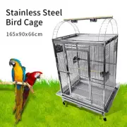 SUS201 Stainless Steel Parrot Cage 90x66x160cm Play Top Bird Cage Big Macaw Cage