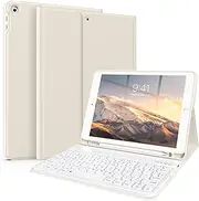 JKSML Keyboard Case for iPad 9th Generation 2021/8th Gen 2020/7th Gen 2019 10.2 Inch, Detachable Wireless Bluetooth Keyboard, Stand Folio Keyboard Cover with Pencil Holder, Auto Sleep/Wake,White