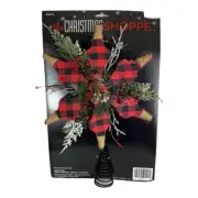 Christmas Tree Topper Rustic Red & Black Buffalo Check Star Tree Topper 15.5"