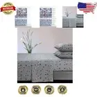 Luxurious Light Grey Floral Flannel Sheet Set with Extra Deep Pockets - King
