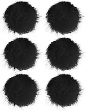 uxcell 6-Pack Faux Fur Pom Poms, 1.2 Inch/ 3.9 cm Soft Fluffy Pompoms Balls with Elastic Loop for Hats/Bags/Keychains/Knitting Accessories/DIY Crafts [Black]