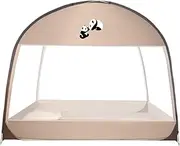Bed Gnat Net, Portable Mesh Canopy, Outdoor Double Door Netting, Bed Tent, Foldable Design, Easy Setup, Brown/Pink, Ideal for Bedroom, Children's Room, Camping, Travel