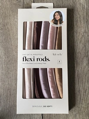 Kitsch Flexi Rods Hair Rollers - Satin Wrapped- 6 Count Multicolor.