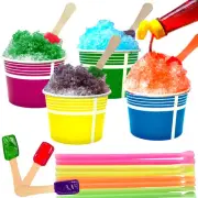 140 Piece Multi-Colored Snow Cone/Shaved Ice Kit - Includes 40 (12oz) Yellow,...