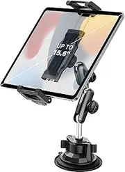 EXSHOW Car Tablet Holder Dashboard, [UP to 15.6"] Heavy Duty Windshield Truck Tablet Mount, Ultra-Stable Vehicle Suction Cup Cradle for iPad Pro 12.9 Air Mini, Galaxy tab, iPhone, 6.1-15.6" Devices
