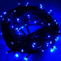 在飛比找PChome24h購物優惠-摩達客 100燈LED燈串聖誕燈 (藍光黑線)(附控制器跳機