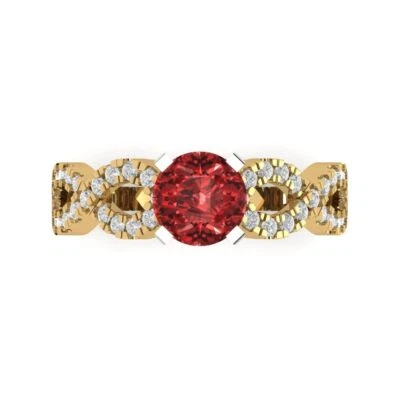 1.36Ct Round Cut Natural Garnet Rose/Gold Engagement Promise Statement Ring