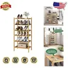Durable and Stackable Bamboo Shoe Rack - Organize Footwear with Elegance