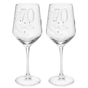 2PK Gibson Gifts 70 Birthday Crystal Wine Glass Toasting Tumbler Drinkware Clear