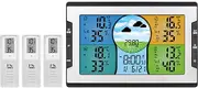 Labymos Digital Weather Station with 3 Remote Sensors 328ft/ 100m Indoor Outdoor Temperature Humidity Alarm Clock with Snooze Thermohygrometer with Weather Forecast/Pressure/Backlight/Date/Week/