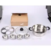 Egg Poacher Stainless Steel Poached Egg Maker Pot Egg Poaching Pan with 4>●.
