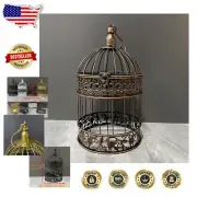 Bronze Hanging Birdcage Decor with Hook - Perfect for Indoor and Outdoor Use