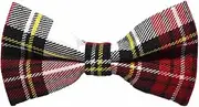 [King & Priory] Boys White & Red Tartan Pre-Tied Bow Tie, Check, Plaid, White, One Size