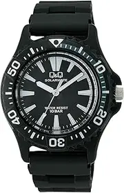 CITIZEN Q&Q(シチズン Q&Q) H030-001 Men's Wristwatch, Solar, Waterproof, Urethane Strap, Black, multicolor (black/white), watch