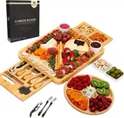 Cheese Board with Knife Set Charcuterie Serving Platter Gift for Wedding Anniver