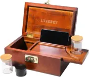 Acacia Wooden Box Rolling Tray Set Combination Lock Storage Box Removable Tray