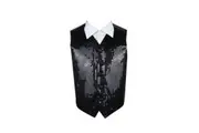 Black Boys Junior Sequin Patterned Vest Waistcoat