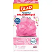 Glad Force Flex Max Strength 13 Gallon Tall Kitchen Drawstring Trash Bag 40 Bags