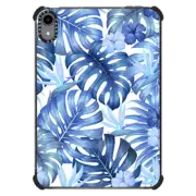 iPad mini (6th gen) iPad Impact Case Blue retro tropical leaves ( monstera and bird of paradise pattern)
