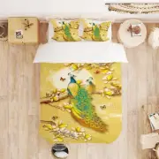 3D Moon Peacock A3087 Bed Pillowcases Quilt Duvet Cover Set Queen King Amy