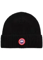 Canada Goose Arctic Disc Ribbed Wool Beanie, Beanie, Ribbed - Black One Size