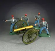BRITAINS SUPER DEETAIL 52106 CONFEDERATE NAPOLEON CANNON WITH 4 MAN CREW
