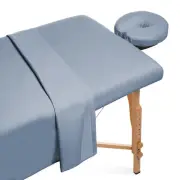 3pc Flannel Massage Table Sheet Set - Facial Bed Covers - Cornflower Blue