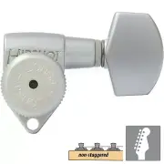 NEW Hipshot Grip-Lock Open-Gear 6 in line Non-Staggered HEX Buttons SATIN CHROME