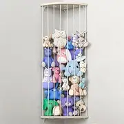 Hysgscwd Stuffed Animal Storage Wood Soft Toy Shelf with Adjustable Length, Large Corner Stuffed Animal Storage Toy Organizer, Plush Toys Hammock Hanging Holder, Wall-mounted Rack for Playroom Bedroom