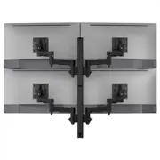 Atdec AWMS-4-4675 Quad 460mm Monitor Arms on 750mm Post and Heavy-Duty F Clamp Desk Fixing, Black