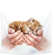 Inspiring Cat Art Drawings Embrace Kitten Tapestry