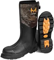 [Hunthor] Rubber Work Boots, Steel Toe Rubber Boots for Men, Waterproof 6mm Neoprene Rubber Hunting Boots for Farming, Gardening, Fishing, Outdoor Work