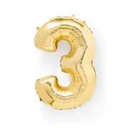 Gold Look Giant Number 3 Foil Balloon