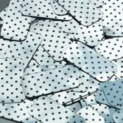 Rectangle Sequin 1.5" Black Polka Dot on Silver Metallic