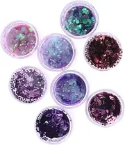 Baluue Manicure Paillette Sequins Set 8 Pack Ultra-Thin Nail Art Glitters for Women Girls
