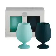 Set of 2 Silicone Unbreakable Wine Glasses - Mist+Ink - Stemm