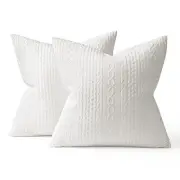Decorative Throw Pillow Covers Set of 2 Super Soft 18" x 18" (Pack of 2) White