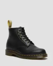Dr. Martens Men's Vegan 101 Black Felix Rub Off, 6 Eye Boots Size 13 US