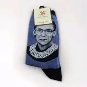 NEW Sock Smith Graphic Cotton Crew Socks One Size Women Blue Ruth Bader Ginsburg