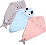MERRYHAPY Cartoon Hair Care Cap Set 3pcs Button Bath Hair Wrap Fast Drying Towel for Women Fashion Convenient