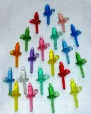 SMALL GLITTER CANDLES 20 LOOP HANDLE BULBS Ceramic Christmas Tree Lights VINTAGE