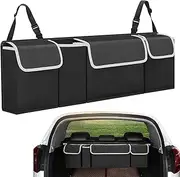 Car Boot Organiser, Car Trunk Organiser, Large Capacity, Hanging Organizer Bag. Car Organizers And Storage, Suitable for Suvs, Trucks, Waterproof, Collapsible Cargo Organizer with 4 Pockets (Black)