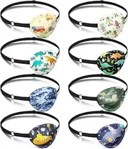 [Eurzom] 8 Pcs Eye Patches for Kids Adjustable Single Eye Patch Reusable Cute Girls Boys Eye Patch with Elastic Strap for Lazy Eye Either Eye Left or Right Eyepatch, Various Patterns (Cool Style)