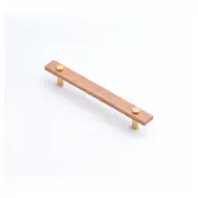 Lenah 160mm Cabinet Handle, Tasmanian Oak &amp; Polished Gold Face Caps