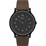 TIMEX 天美時 簡約輕薄黑面皮帶數字腕錶 40MM TXTW2T66400 原廠公司貨