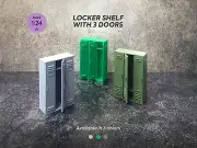 Locker shelf with 3 doors. Scale 1:24. Garage model furniture. Diorama parts.