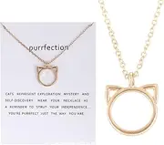 [Generic] Women Necklaces for Mother Days Easter Fashion Jewelry Purrfection Cat Ear Alloy Pendant Short Necklace Women Girl Initial Necklace