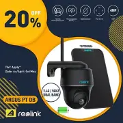 Reolink Argus PT Pan Tilt 2K 4MP Wireless Battery Security Camera & Solar Panel
